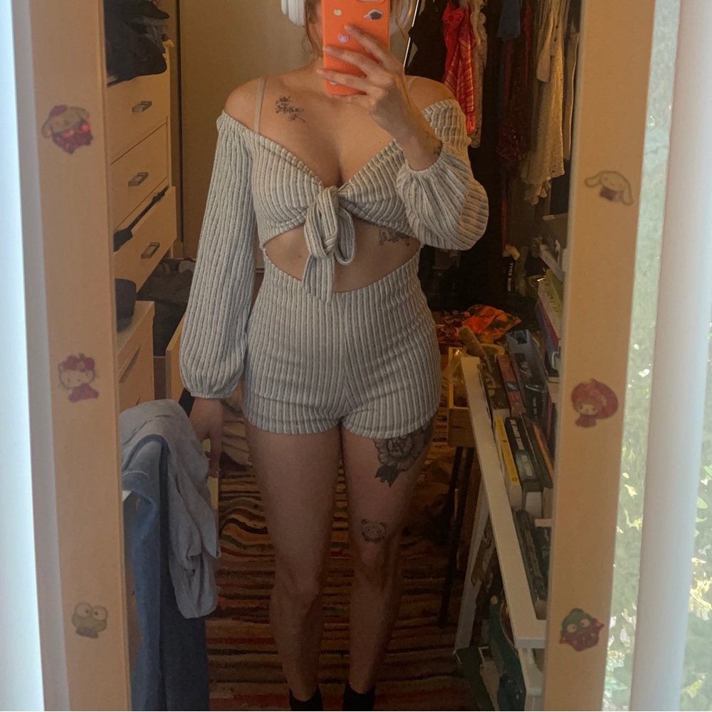grey cutout romper